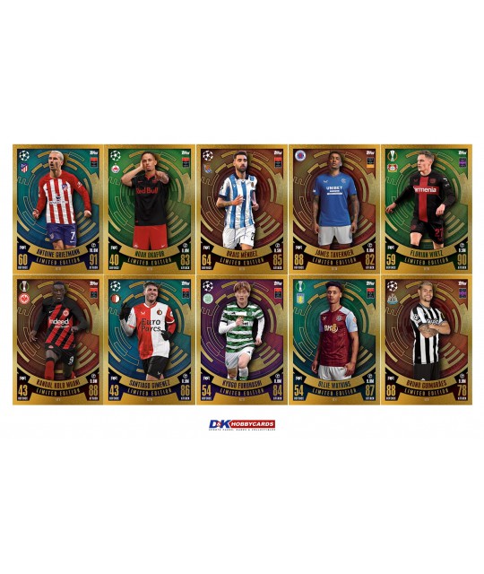 Topps Match Attax Champions League 2023/2024 komplekt 10 LIMITED EDITION kaarti